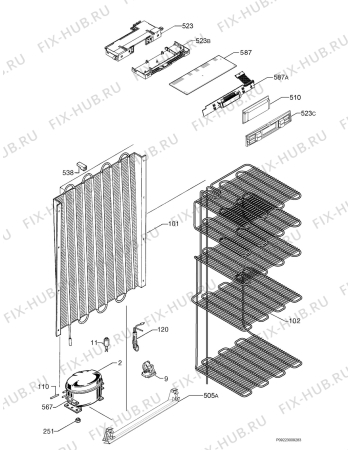 Взрыв-схема холодильника Privileg 00255890_41884 - Схема узла Cooling system 017